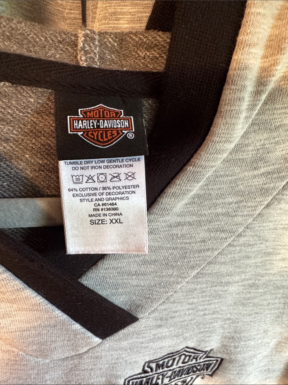 Harley-Davidson Light Gray & Black Sleeveless Hooded Tank - Picture 3 of 6